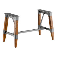 Lancaster Table & Seating Industrial Rustic Walnut Trestle Table Base for 30" x 60" Table Tops