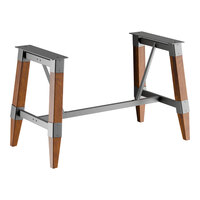 Lancaster Table & Seating Industrial Rustic Walnut Trestle Table Base for 30" x 60" Table Tops