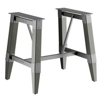 Lancaster Table & Seating Industrial Slate Gray Trestle Table Base for 30" x 48" Table Tops