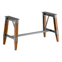 Lancaster Table & Seating Industrial Rustic Walnut Trestle Table Base for 30" x 72" Table Tops