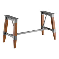 Lancaster Table & Seating Industrial Rustic Walnut Trestle Table Base for 30" x 72" Table Tops