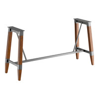 Lancaster Table & Seating Industrial Rustic Walnut Finish Bar Height Trestle Table Base for 30" x 96" Table Tops