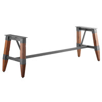 Lancaster Table & Seating Industrial Rustic Walnut Trestle Table Base for 30" x 96" Table Tops