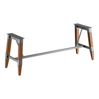 Lancaster Table & Seating Industrial Rustic Walnut Trestle Table Base for 30" x 96" Table Tops