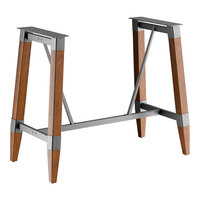 Lancaster Table & Seating Industrial Rustic Walnut Finish Bar Height Trestle Table Base for 30" x 60" Table Tops