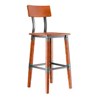 Lancaster Table & Seating Industrial Bar Stool with Rustic Mahogany Finish