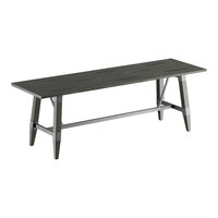 Lancaster Table & Seating Industrial 30" x 96" Solid Wood Live Edge Standard Height Trestle Base Table with Slate Gray Finish