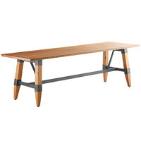 Lancaster Table & Seating Industrial 30" x 96" Solid Wood Live Edge Trestle Base Table with Honey Maple Finish