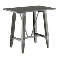 Lancaster Table & Seating Industrial 30" x 48" Solid Wood Live Edge Bar Height Trestle Base Table with Slate Gray Finish