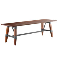 Lancaster Table & Seating Industrial 30" x 96" Solid Wood Live Edge Trestle Base Table with Rustic Walnut Finish