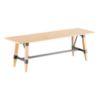Lancaster Table & Seating Industrial 30" x 96" Solid Wood Live Edge Standard Height Trestle Base Table with Bleached Oak Finish