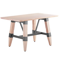 Lancaster Table & Seating Industrial 30" x 48" Solid Wood Live Edge Trestle Base Table with Bleached Oak Finish