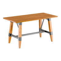 Lancaster Table & Seating Industrial 30" x 60" Solid Wood Live Edge Trestle Base Table with Honey Maple Finish