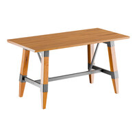 Lancaster Table & Seating Industrial 30" x 60" Solid Wood Live Edge Trestle Base Table with Honey Maple Finish