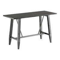 Lancaster Table & Seating Industrial 30" x 72" Solid Wood Live Edge Bar Height Trestle Base Table with Slate Gray Finish