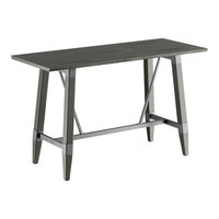 Lancaster Table & Seating Industrial 30" x 72" Solid Wood Live Edge Bar Height Trestle Base Table with Slate Gray Finish