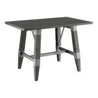 Lancaster Table & Seating Industrial 30" x 48" Solid Wood Live Edge Trestle Base Table with Slate Gray Finish