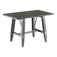 Lancaster Table & Seating Industrial 30" x 48" Solid Wood Live Edge Trestle Base Table with Slate Gray Finish