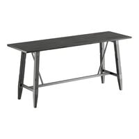 Lancaster Table & Seating Industrial 30" x 96" Solid Wood Live Edge Bar Height Trestle Base Table with Slate Gray Finish
