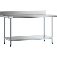 Regency 30" x 60" 18-Gauge 304 Stainless Steel Commercial Work Table with 4" Backsplash and Galvanized Undershelf