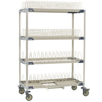 Metro PR48VX4-XDR MetroMax i Mobile Four Tier Tray / Steam Pan Drying Rack with Drip Tray - 24" x 48" x 68"