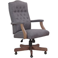 Boss B905DW-SG Slate Gray Linen Executive Chair with Driftwood Frame