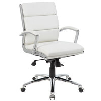 Boss B9476-WT White CaressoftPlus Executive Mid-Back Chair