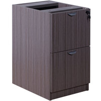 Boss N176-DW Driftwood Laminate Deluxe Locking Pedestal Letter File Cabinet with 2 File Drawers - 16" x 22" x 28 1/2"