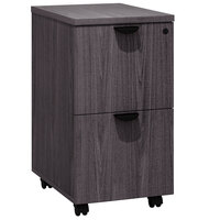 Boss N149-DW Driftwood Laminate Mobile Pedestal Letter File Cabinet with 2 File Drawers - 16" x 22" x 28 1/2"