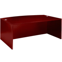 Boss N189-M Mahogany Laminate Bow Front Desk Shell - 71" x 41" x 29"