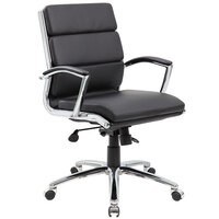 Boss B9476-BK Black CaressoftPlus Executive Mid-Back Chair