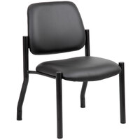 Boss Black Mid-Back Antimicrobial Vinyl Guest Chair with 300 lb. Capacity