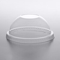 Fabri-Kal DLGC12/20NH Greenware 9 and 12 oz. Compostable Clear Plastic Dome Lid with No Hole - 1000/Case