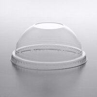 Fabri-Kal DLGC16/24NH Greenware 16 and 24 oz. Compostable Clear Plastic Dome Lid with No Hole - 1000/Case