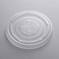 Fabri-Kal LGC12/20F Greenware 9 and 12 oz. Compostable Clear Plastic Flat Lid without Straw Slot - 1000/Case