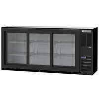 Beverage-Air BB72HC-1-F-GS-B 72" Black Underbar Height Sliding Glass Door Food Rated Back Bar Refrigerator