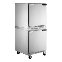 Beverage-Air UCR27AHC-24 Double Stacked 27" Undercounter Refrigerator with Left Hinged Doors and 6" Casters