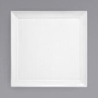 Front of the House DOS000WHP21 Spiral 12" White Square Porcelain Plate - 4/Case