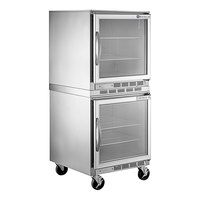 Beverage-Air UCR27AHC-25 Double Stacked 27" Glass Door Undercounter Refrigerator with 4" Casters