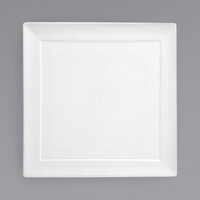 Front of the House DDP054WHP22 Spiral 9" White Square Porcelain Plate - 6/Case