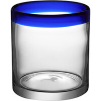 Acopa Tropic 12 oz. Rocks Glass with Blue Rim - Sample