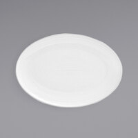 Front of the House DSP023WHP22 Spiral 9 1/2" x 6 3/4" White Porcelain Oval Coupe Plate - 6/Case