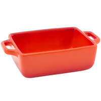 Front of the House DBO137ORC23 Kiln 16 oz. Blood Orange Rectangle Stoneware Ovenware Dish - 12/Case