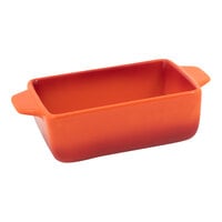 Front of the House DBO137ORC23 Kiln 16 oz. Blood Orange Rectangle Stoneware Ovenware Dish - 12/Case