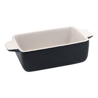 Front of the House DBO137BKC23 Kiln 16 oz. Black Rectangle Stoneware Ovenware Dish - 12/Case