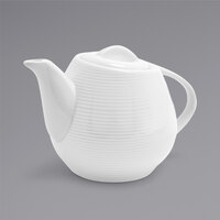 Front of the House BTP002WHP12 Spiral 15 oz. Porcelain Teapot with Lid - 6/Case