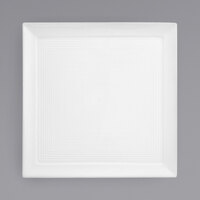 Front of the House DDP060WHP22 Spiral 10 3/4" White Square Porcelain Plate - 6/Case