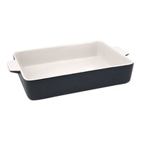 Front of the House BBO038BKC28 Kiln 120 oz. Black Rectangular Stoneware Ovenware Dish