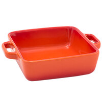 Front of the House DBO138ORC23 Kiln 14 oz. Blood Orange Square Stoneware Ovenware Dish - 12/Case