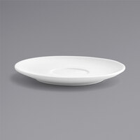 Front of the House DBB003WHP23 Spiral 6" White Round Porcelain Bouillon / Cream Soup Saucer - 12/Case